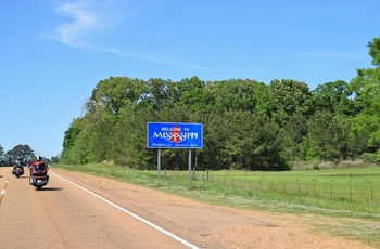 Velkomstskilt til Mississippi i Sydstaterne, USA
